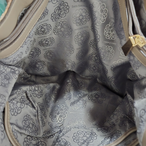 Enzo Angiolini Sequin Metallic Tote Bag Textured Gold Bronze Silver Pattern - Picture 11 of 13